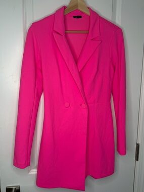 Women's Hot Pink Blazer Coat with attached shorts